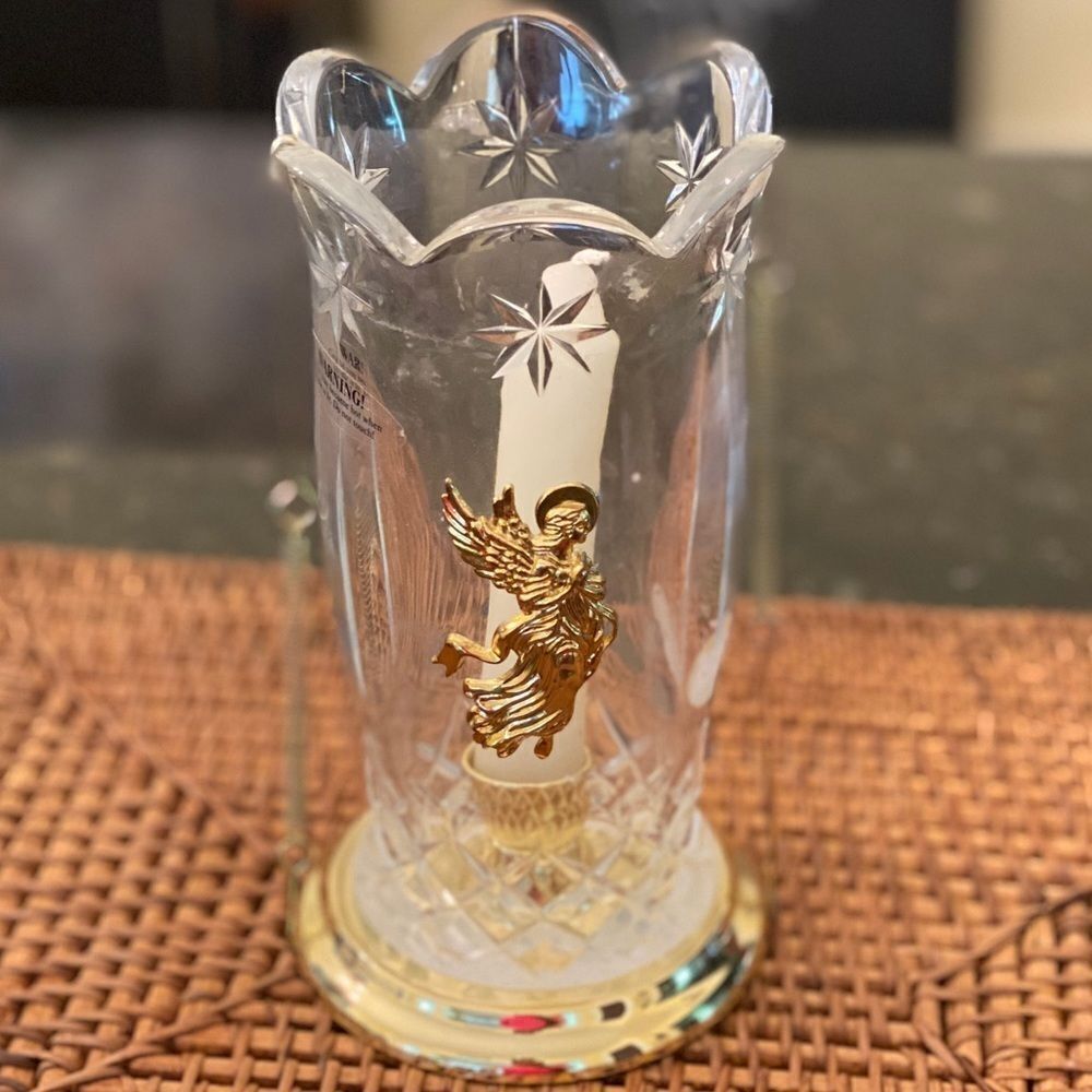 7” Bohemian Lead Crystal Angel Candle Holder Heavy
